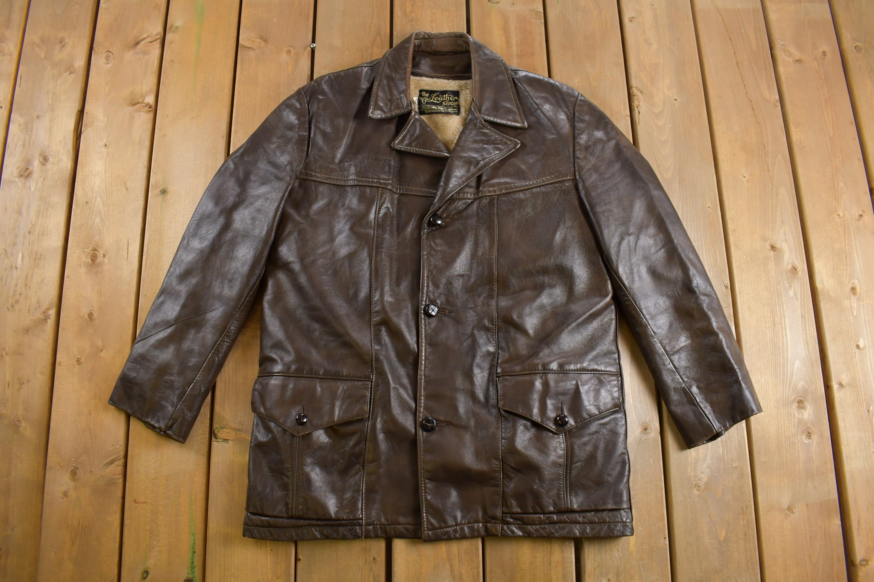 Vintage 1970s Sears the Mens Store Fur Lined Leather Jacket Vintage 1970s Sears the Mens Store Fur Lined Leather Jacket