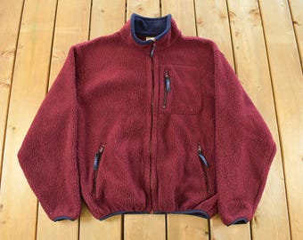 Gilet Polaire L.L.Bean Vintage Années 90 - Bleu, Taille L - Polartec Coupe-vent, Fermeture éclair