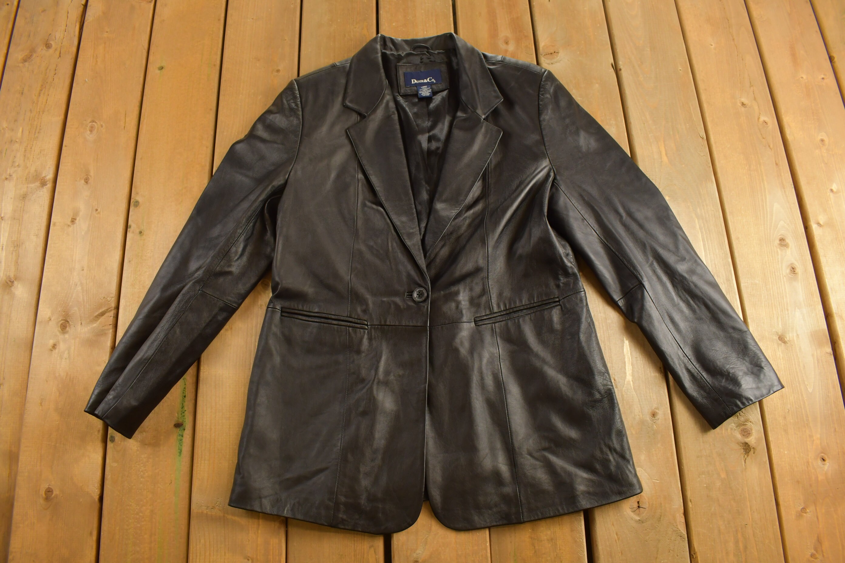 90s unknown vintage denim leather jacket 【公式通販】