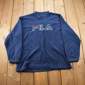 Vintage 1990s Fila Fleece Crewneck Sweatshirt / 90s Crewneck / Streetwear / Embroidered