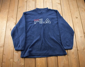 Vintage 1990s Fila Fleece Crewneck Sweatshirt / 90s Crewneck / Streetwear / Embroidered