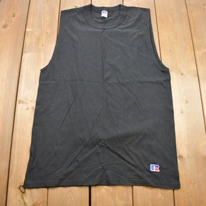 Vintage 1990s Russell Athletics Blank Black Tank Top / 90s Streetwear / Vintage Athleisure / Brand and Logo / Vintage Sportswear