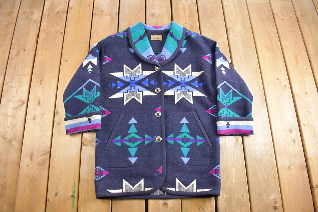 Vintage 1980s Knockabouts by Pendleton Aztec Pattern Jacket / 100