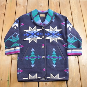 Vintage 1980s Knockabouts By Pendleton Aztec Pattern Jacket / 100% Wool / Western Jacket / Streetwear / Made In USA / Size Small