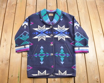 Vintage 1980s Knockabouts By Pendleton Aztec Pattern Jacket / 100% Wool / Western Jacket / Streetwear / Made In USA / Size Small