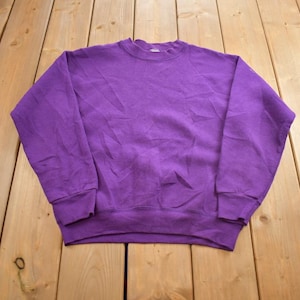 Vintage 1990s Fruit of The Loom Blank Purple Crewneck Sweatshirt Made In USA