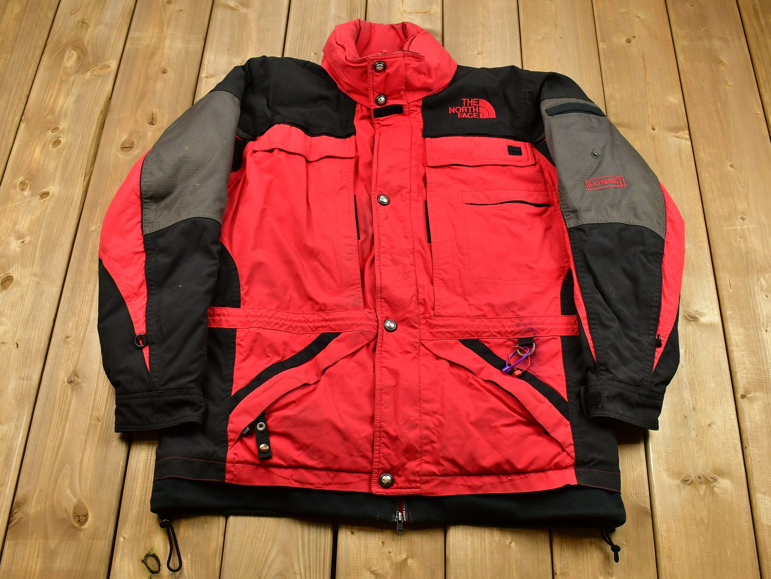 Vintage 1990s The North Face Extreme Ski Jacket/ Extreme Gear / Winter Ski Snowboard / Puffer Coat / Color Block / Utility Pockets