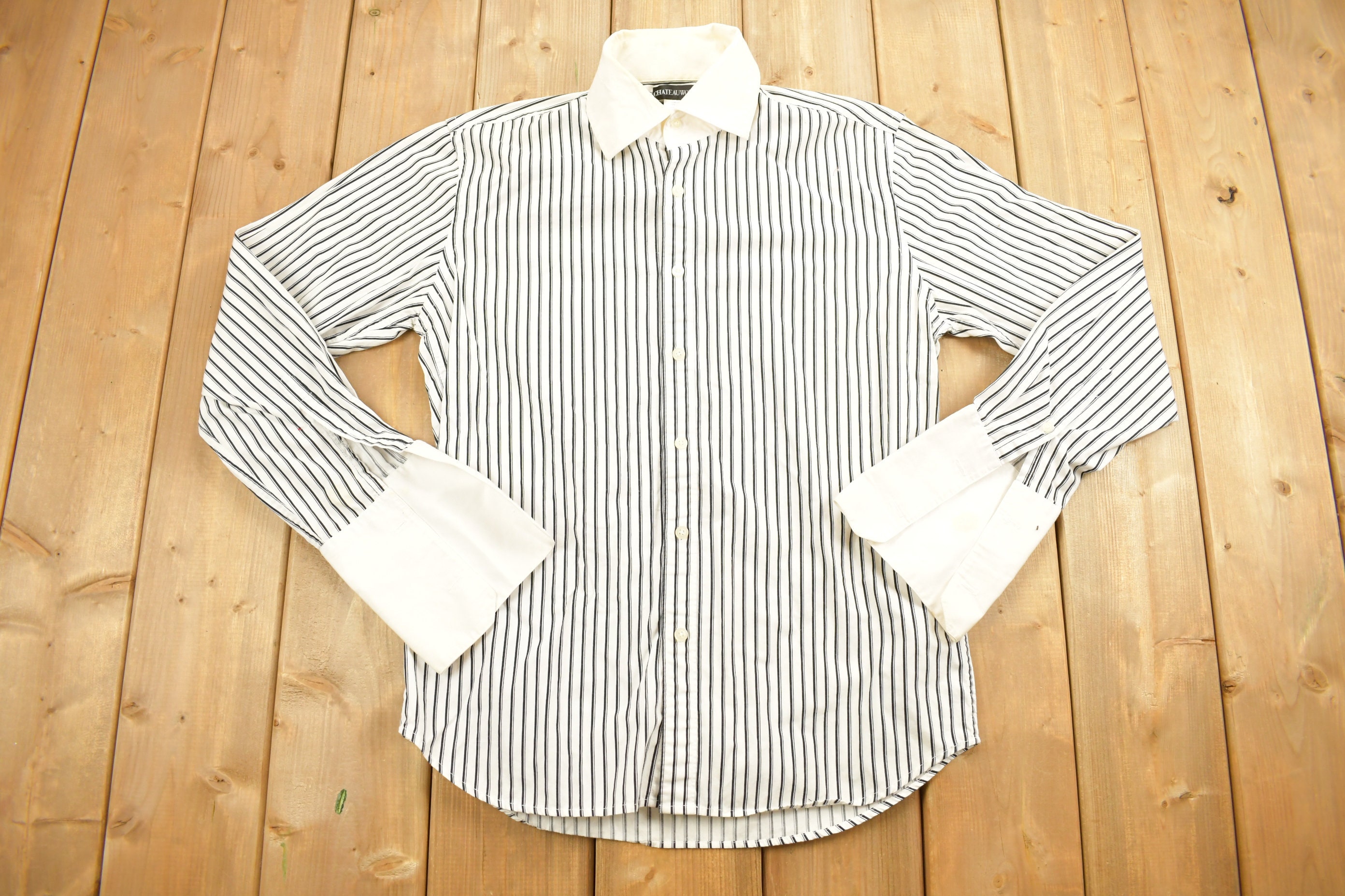 Striped White Collar Shirt - Etsy