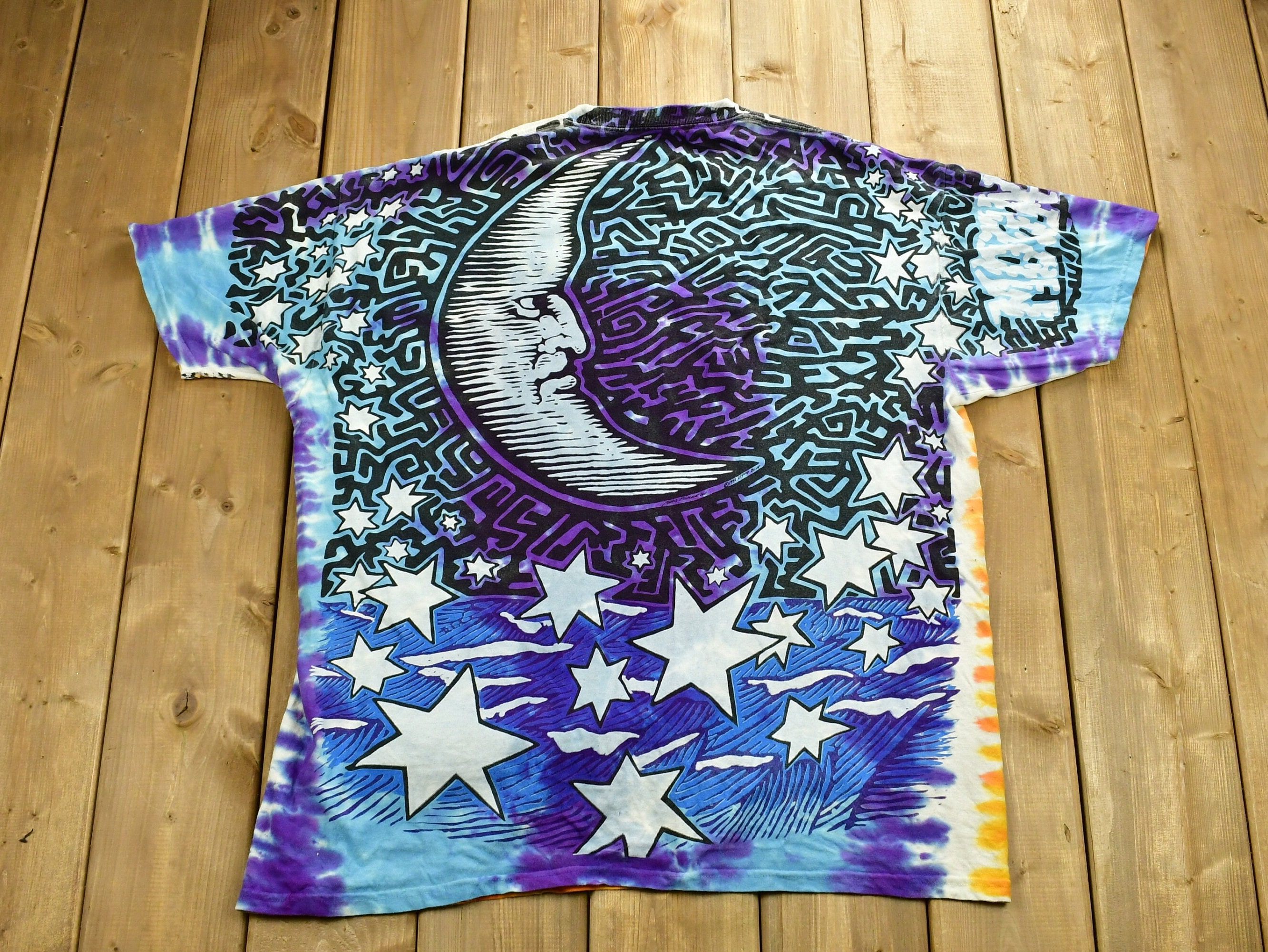 Vintage 1992 Liquid Blue Sun & Moon T Shirt / Liquid Blue Vintage 1992 Liquid Blue Sun & Moon T Shirt / Liquid Blue