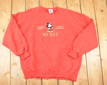 Vintage 1990s Mickey Mouse Embroidered Disney Crewneck Sweater Men's XL / Vintage Cartoon Sweater