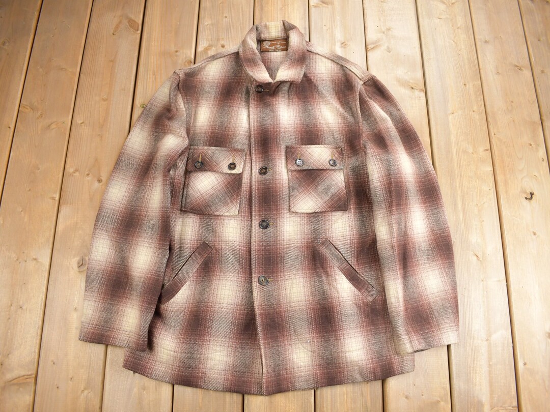 Vintage 40s Merrill Woolens Shadow Plaid Wool Western Jacket