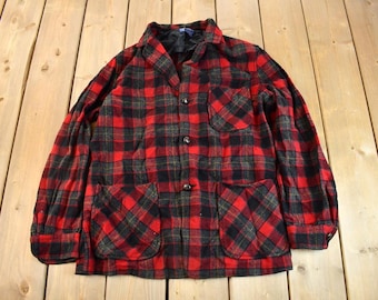 Vintage 1960s Pendleton Plaid Button Up Tartan Coat / 100% Virgin Wool / True Vintage / Made In USA / Blazer Coat
