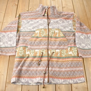 Vintage 1990s G4000 Aztec Pattern Fleece Sweater / Outdoorsman / 90s Sweater / Streetwear / Fleece Zip up / Aztec Theme