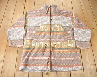Vintage 1990s G4000 Aztec Pattern Fleece Sweater / Outdoorsman / 90s Sweater / Streetwear / Fleece Zip up / Aztec Theme