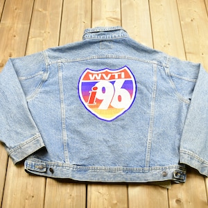 Vintage 1990s Interstate 96 Highway Jean Trucker Jacket / Vintage Lee Denim / Jean Jacket / Winter Outerwear / Streetwear / Patchwork