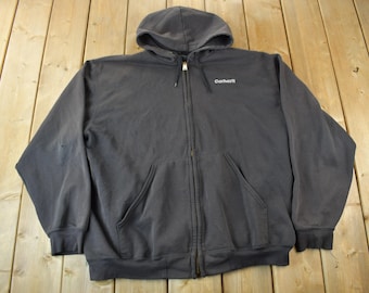 Vintage Y2K Carhartt Zip Up Hoodie Size 2XL / Vintage Workwear / Vintage Carhartt / Distressed /. Black Carhartt