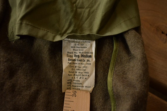 Vintage 1953 OG 107 Overcoat Military Liner / But… - image 6