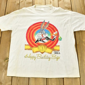 Vintage 1990 Bugs Bunny verjaardag Looney Tunes Cartoon promo T-shirt / Single Stitch / Warner Bros / Cartoon Network / Looney Tunes
