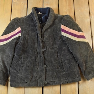Vintage 1980s Corduroy Full Zip Puffy Spring Jacket / 80s Jacket / 80s Spring Jacket