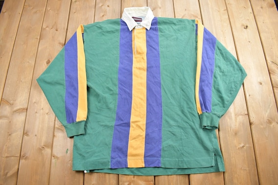 Vintage 1990 Kenneth Stevens sudadera de rugby a rayas Rugby de los 90 Ropa de calle Camisa de rugby Tamano grande Etsy Espana