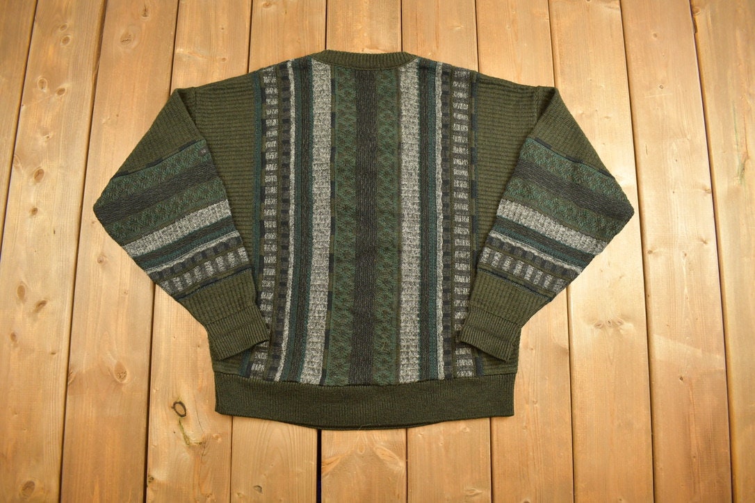 Vintage 1980s Porto Cruz Knitted V Neck Sweater / Vintage 80s
