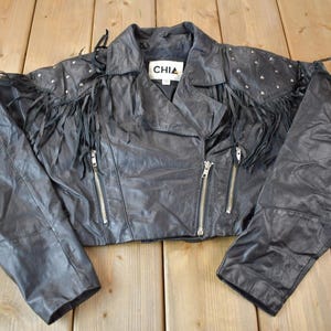 Vintage 1990s Chia Black Fringe Jacket / Western Jacket / Vintage Fringe Coat / Vintage Leather / Womenswear