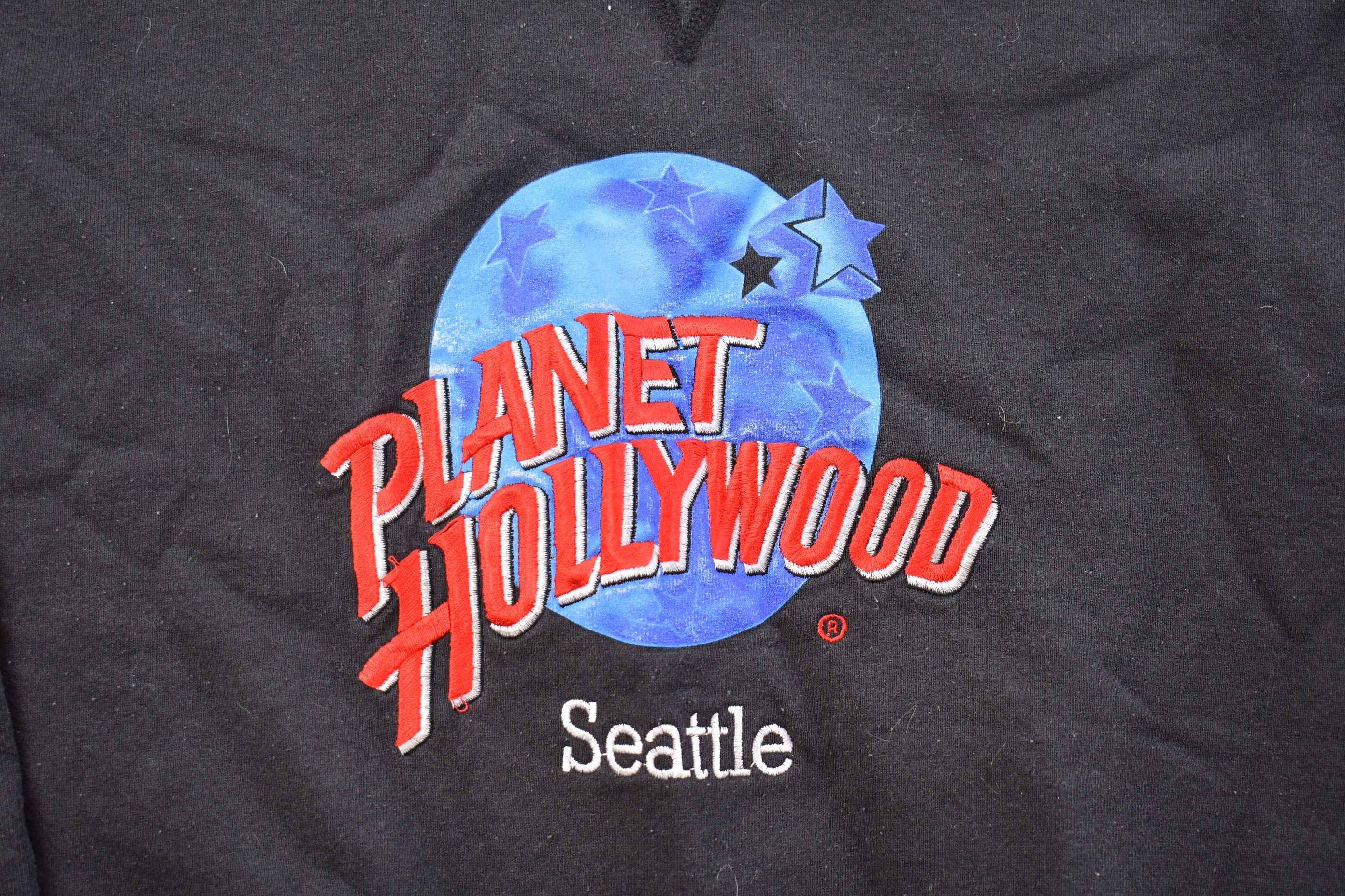 Vintage 1990s Planet Hollywood Seattle Embroidered Crewneck 