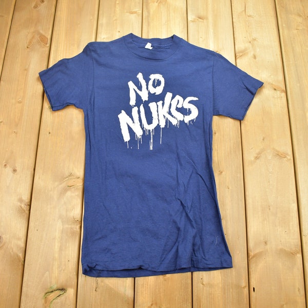 Vintage 1980s No Nukes Graphic T Shirt / Army & Military Print / 80s / 90s / Streetwear Fashion / Hanes / Made In The USA