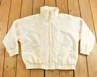 Vintage 1990s Julia Michaels Women's Windbreaker Jacket / White Windbreaker / Outdoorsman / Athleisure / Athletic / Fall