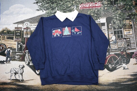 90s Crewneck / Nature / Winter Holiday Print / Vin