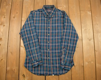 Vintage Pendleton Plaid Button Up Board Shirt / 100% Virgin Wool / Loop Button / Outdoor / Casual Wear / Made In USA / Flannel