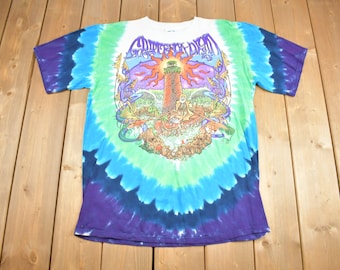 Vintage 2000 Grateful Dead Lighthouse Tie Dye Liquid Blue Band T Shirt / AOP / Dead Head / Streetwear Fashion / Retro / Liquid Blue