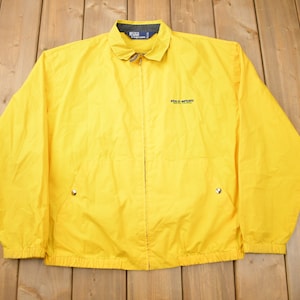 Vintage 1990s Polo Sport Ralph Lauren Yellow Windbreaker / Vintage Polo Sport Jacket / Embroidered / Made in Canada