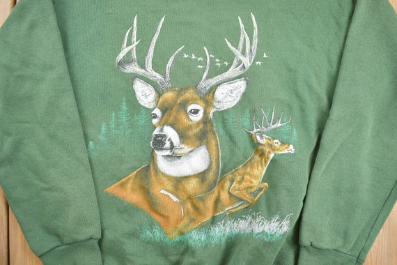 Vintage 1990s Deer Theme Crewneck Sweater / Souve… - image 2