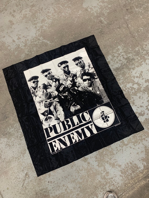 Vintage 1990 Public Enemy Screen Printed Polyester Banner Dead
