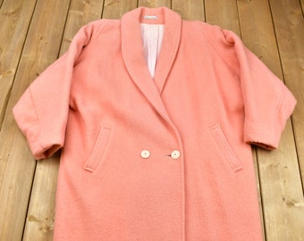 Vintage Pink Overcoat / Collared Trench Coat Style / Fall Winter Outerwear / Streetwear Fashion / Formal Wear / Y2K Style / Made In Canada