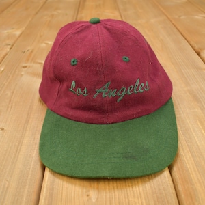 Vintage 1990s Los Angeles Souvenir Strap Back Hat / OSFA / 90s Hat / Two Tone / Souvenir Cap / Embroidered