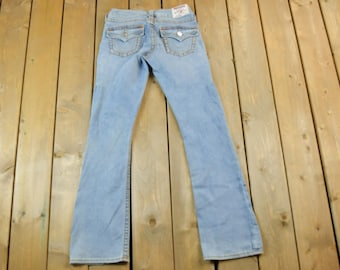 Vintage Y2K True Religion Low Rise Jeans Size 26x31 / Boot Cut Jeans / Y2K Style / Embroidered Jeans / 2000s / Contrast Stitching