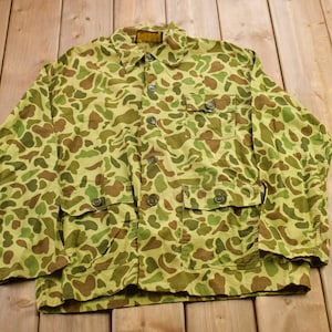 Vintage 1970s Caliber Duck Camo Button Up Shirt / 1990s Button Up / Vintage Camo / Camo Button Up / Hunting Button Up / Outdoorsman