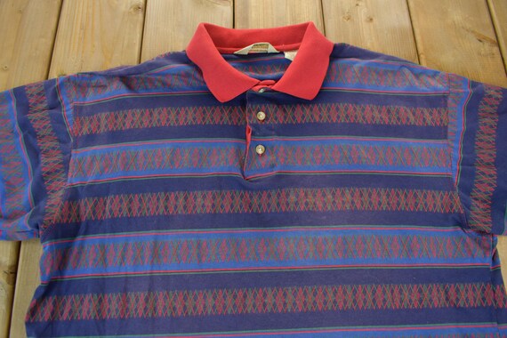 Vintage 1990s Arrow Patterned Button Up Shirt / C… - image 3