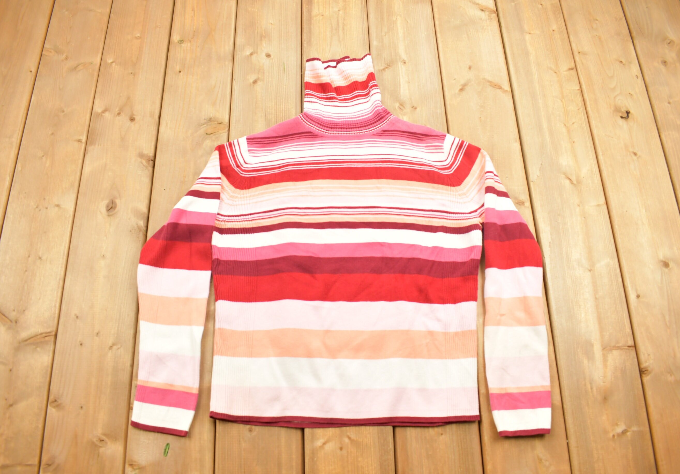 Mens red and white striped turtleneck deals