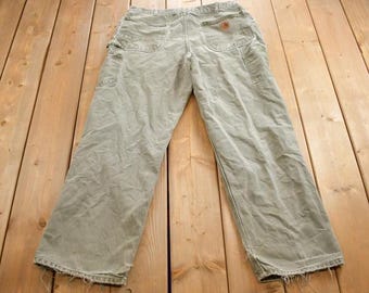 Vintage 1990s Carhartt Distressed Dungaree Fit Work Pants Size 36x32