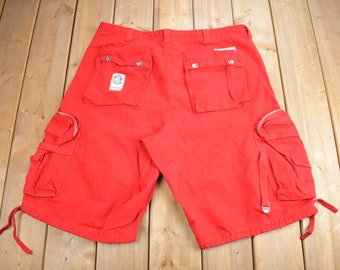 Vintage 1990s Parish Baggy Red Cargo Shorts Size 40 / Baggy Shorts / Tactical Shorts / Cargo Pockets/ Jorts