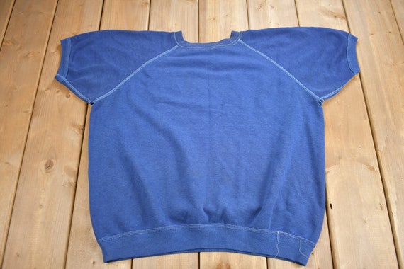 Vintage 1960s Blank Blue Short Sleeve Raglan Sweatshirt