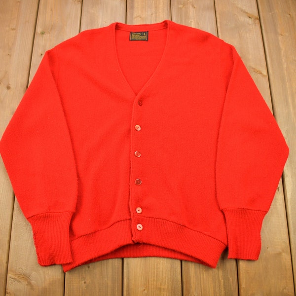 Vintage 1970s JC Penney Red Blank Knitted Cardigan Sweater / Vintage Cardigan / Button Up / True Vintage