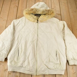 Vintage 1990s Pelle Pelle Marc Buchanan Heavy Weight Fur Collar Leather Jacket Size 62