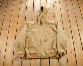 Vintage 1990s Carhartt Jacket Embroidered / Workwear / Streetwear / Made In USA / Work Jacket / Distressed Carhartt