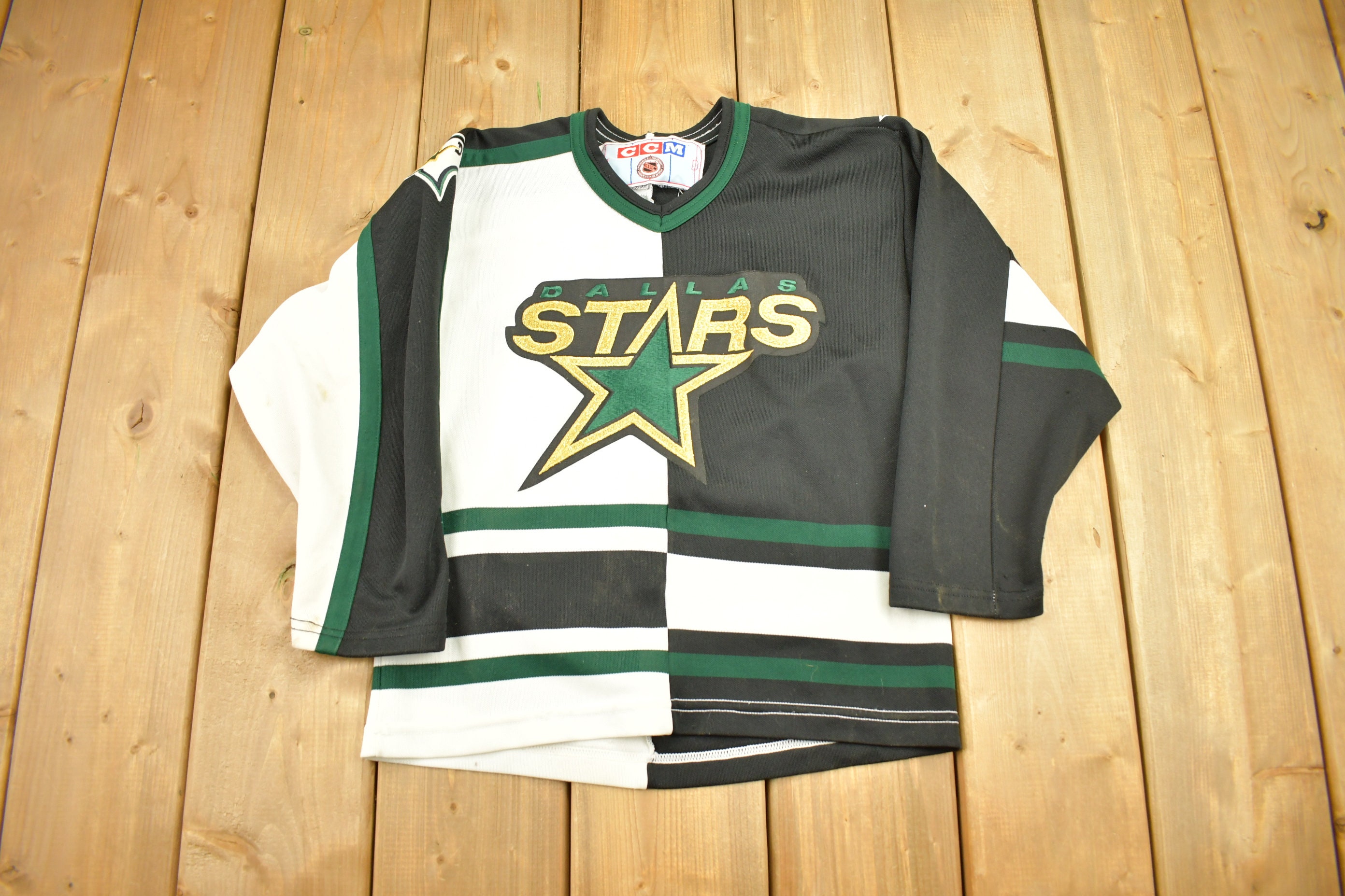 Custom 1990's Dallas Stars CCM Throwback Away NHL Hockey Jerseys