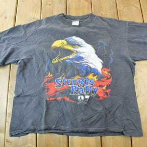 Vintage 1997 Sturgis Black Hills Bike Rally Motorcycle T-Shirt / Single Stitch / Made In USA / Eagle Graphic / Biker / South Dakota