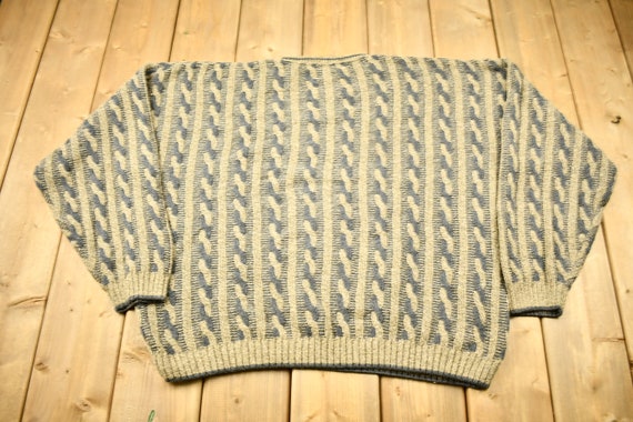 Vintage 1990s Liberty Sweaters 3D Cable Knit Crew… - image 2